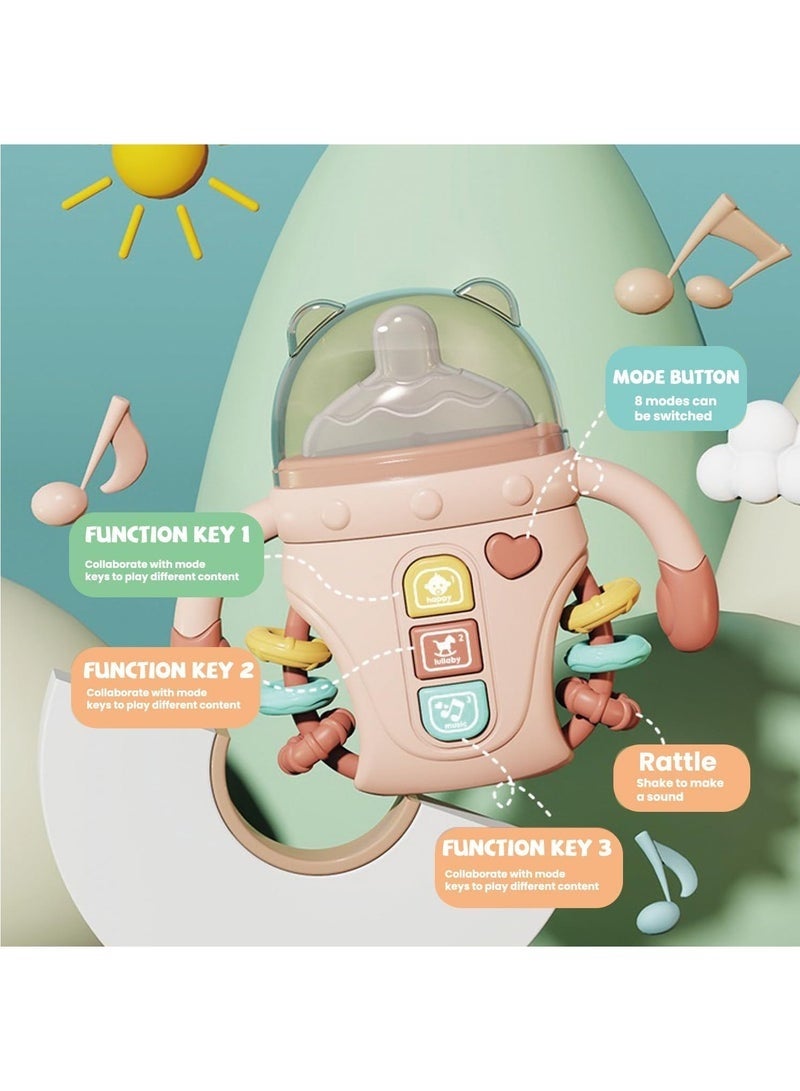 Hihonor Baby Musical Toys, Sensory Learning Toy with Music and Lights, Pacifier Teething Musical Toys, Rattle Toy for Toddlers, Boys and Girls Gifts (Pink) - Image 1